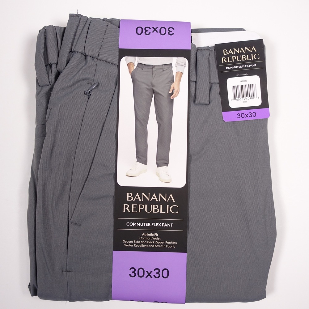 Banana Republic Mens Commuter Flex Pant 30x30 Athletic Fit Tan Gray 2 Pack NWT - Picture 7 of 11